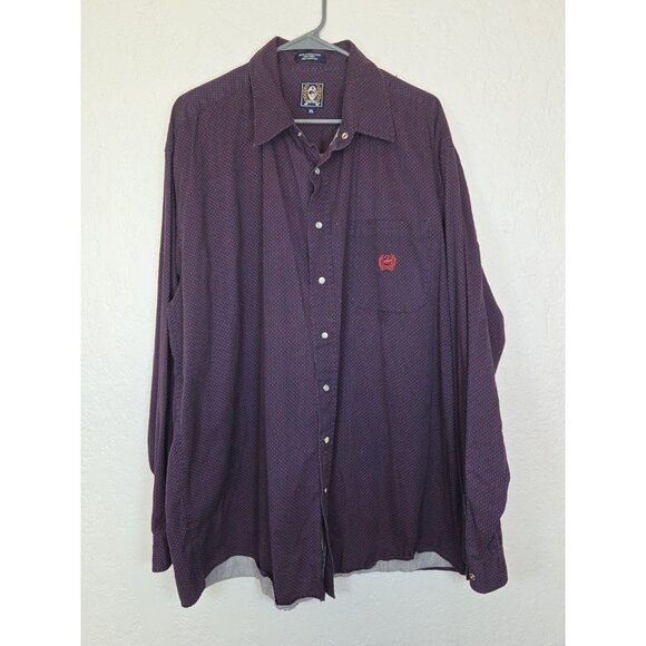 Cinch Shirt Men's 2XL Button-Up Burgundy Diamond Cotton Pearl Snap Front - Picture 1 of 6